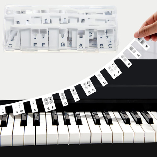 Teinewby Piano Notes Guide for Beginner, Removable Piano Keyboard Note Labels for Learning, Piano Accessories for 88-Key Full Size, No Need Stickers, Made of Silicone, Reusable (Black) Teinewby Piano Notes Guide for Beginner, Removable Piano Keyboard Note Labels for Learning, Piano Accessories for 88-Key Full Size, No Need Stickers, Made of Silicone, Reusable (Black)