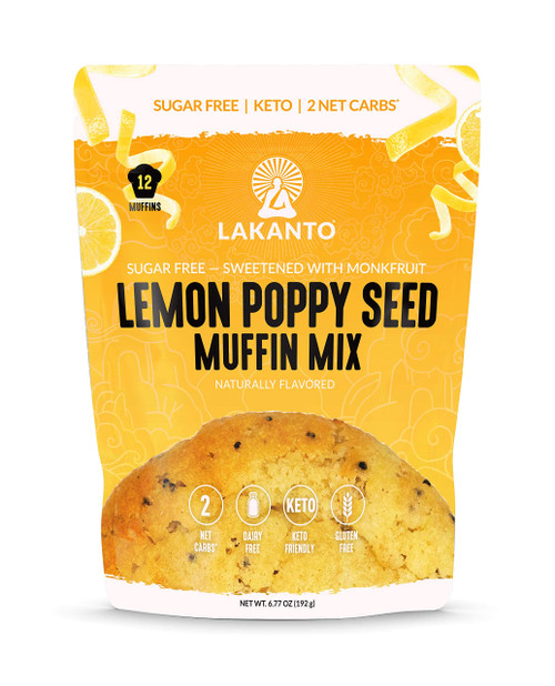 Lakanto Sugar Free Lemon Poppy Seed Muffin Mix - Sweetened with Monk Fruit Sweetener, 2g Net Carbs, Dairy Free, Keto Diet Friendly, Gluten Free, Natural Flavors, Almond Flour, Sea Salt (12 Muffins) Lakanto Sugar Free Lemon Poppy Seed Muffin Mix - Sweetened with Monk Fruit Sweetener, 2g Net Carbs, Dairy Free, Keto Diet Friendly, Gluten Free, Natural Flavors, Almond Flour, Sea Salt (12 Muffins)