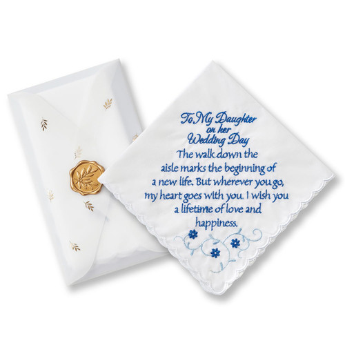 TRULIVA Something Blue for Bride on Wedding, Mother to Daughter Wedding Gifts, Wedding Handkerchief Happy Tears (To My Daughter)