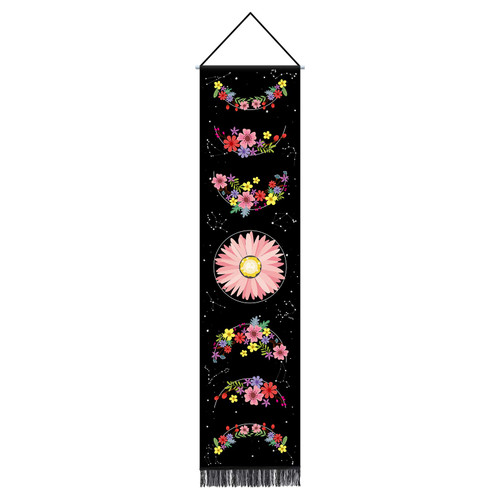 Moon Phase Flower Tapestry Wall Hanging Floral Tapestry Wall Decor Moon Phase Decorations Constellation Tapestry Wall Art Starry Sky Zodiac Tapestry Room Decor Moon Wall Tapestry 12.8 X 51.2 Inch