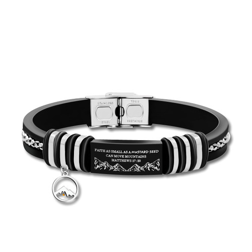 Uloveido PU Leather Bracelet for Men Christian religious Gift with Stainless Steel Clasp and Mustard Seed, Faith Small AS A Mustard Seed Can Move Mountains Matthew 17:20 Uloveido PU Leather Bracelet for Men Christian religious Gift with Stainless Steel Clasp and Mustard Seed, Faith Small AS A Mustard Seed Can Move Mountains Matthew 17:20