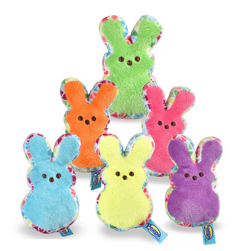 Peeps for Pets 4" Pattern Plush Bunny Squeaker Toy in Assorted Colors | Small Peeps Bunny Plush for Dog Easter Baskets with Squeaker in | Dog Squeaky Plush (FF20037)