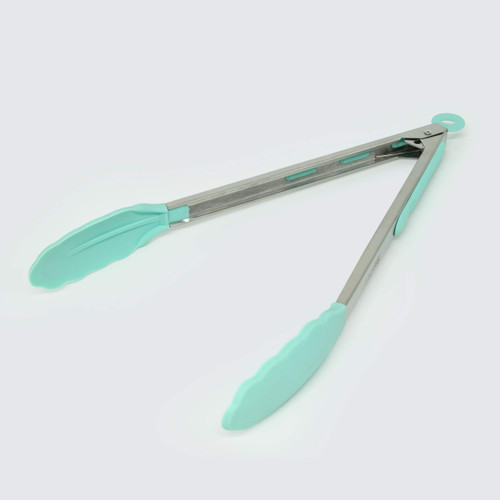 ExcelSteel stainless steel tongs, 12", Teal