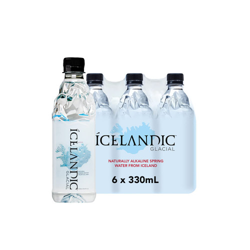 Icelandic Glacial Natural Spring Alkaline Water, 330 ml, 6 Count