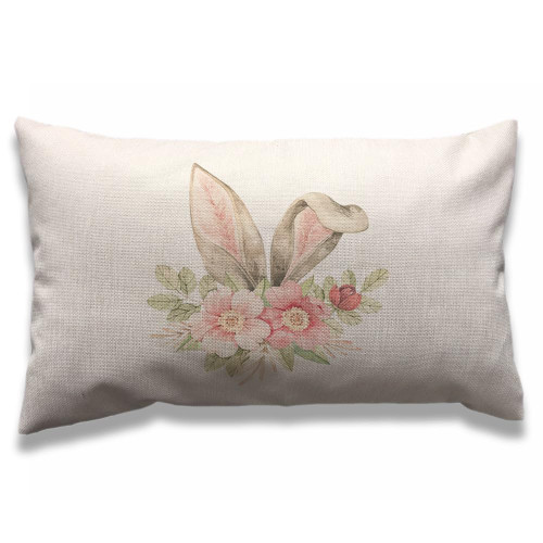 AOYEGO Easter Bunny Ear Throw Pillow Cover 12x20 Inch Rabbit Pink Flower Green Leaf Rectangle Pillow Cases Home Decorative Cotton Linen Cushion Cover for Bed Sofa AOYEGO Easter Bunny Ear Throw Pillow Cover 12x20 Inch Rabbit Pink Flower Green Leaf Rectangle Pillow Cases Home Decorative Cotton Linen Cushion Cover for Bed Sofa