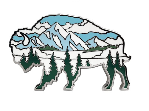 Pinsanity Bison Snow Mountain Landscape Enamel Lapel Pin