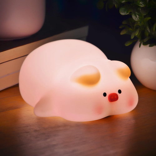 TeoTeeo Baby Night Light - Rechargeable Piggy Lamp with 3 Dimmable Levels,30-Minute Timer Silicone Piggy Cute Lamp,Soft Night Light for Kids