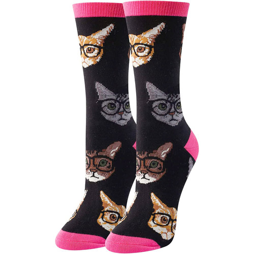 HAPPYPOP Funny Cat Gifts for Cat Lovers Cat Lover Gifts for Women Mom, Novelty Cat Socks Silly Socks for Girls
