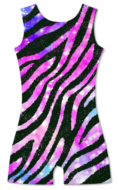 uideazone Stylish Leotards for Girls 4T 5T Gymnastics Sparkly Pink Zebra Unitards Kids Quick Dry Dance Stretchy Outfits with Shorts