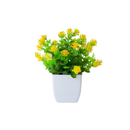 Hatleues Artificial Eucalyptus Leaves Artificial Potted Eucalyptus Simulated Bonsai Realistic Fake Potted Plant for Indoor Outdoor Decoration Yellow