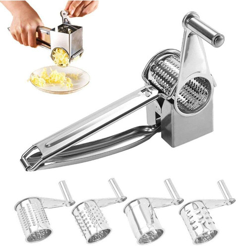 Cheese Shredder, Stainless Steel Rotary Cheese Grater,Manual Cheese Grinder Drum Grater Cheese Drum Grater,Handheld Rotary Cheese Grater, Multifunction Grater with Crank for Cheese Vegetables Nuts