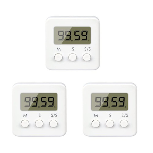 Petersty Digital Kitchen Timer,3Pcs Mini Short-Time Alarm Clock,Stopwatch Timer,Learning Timer,Countdown Stopwatch,for Cooking,Et
