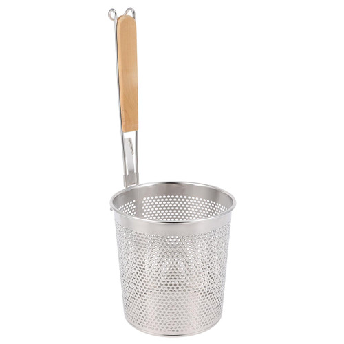VOSAREA Deep Fryer Basket Drain Frying Basket Round Stainless Steel Food Strainers Basket Long Handle Fried Food Filter Basket Pasta Strainer Colander for French Fries 14CM
