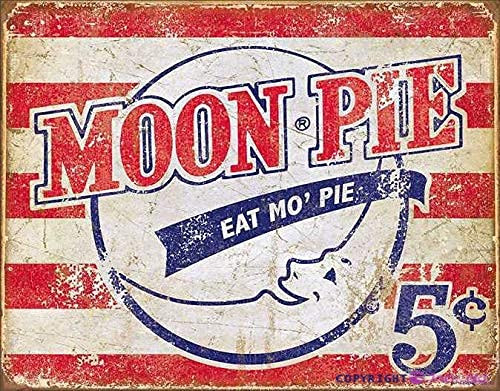KSFEITING New Retro Metal Tin Sign|Moon Pie - Eat Mo' Pie Sign Retro Look|Home Club Bar Man Cave Garage Farm Wall Decorative Metal tin Sign 8x12 Inches KSFEITING New Retro Metal Tin Sign|Moon Pie - Eat Mo' Pie Sign Retro Look|Home Club Bar Man Cave Garage Farm Wall Decorative Metal tin Sign 8x12 Inches