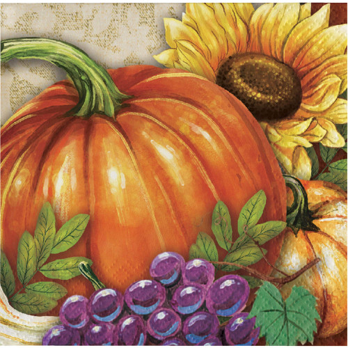 Creative Converting Harvest Thanksgiving Beverage Napkins, Orange