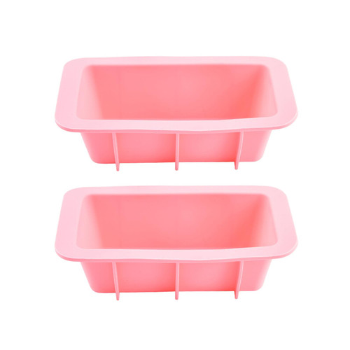 Hatleues Silicone Bread Pan Toast Mold Rectangle Loaf Pan Non-stick Bread Mold 2pcs Non-stick Silicone Mini Loaf Pan Stackable Baking Bread Toast Mold Pink S
