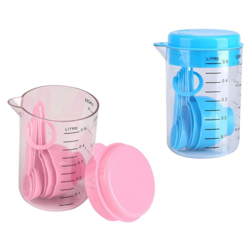 TIDTALEO 14pcs Measuring Spoon Measuring Cup Set Measuring Jug Jar Measuring Beaker Milk Measure Cup Spoon Measuring Spoons Kitchen Utensils Baking Tools Flour Plastic re-usable