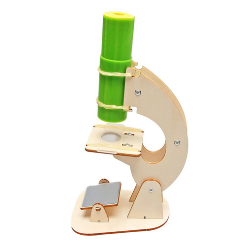 HEMOTON 1 Set Microscope Toy Intelligence DIY Toy DIY Microscope Making Material Microscope Assembly Toys Educational Plaything DIY Science Science Props Kids DIY Toy Wood Small Child