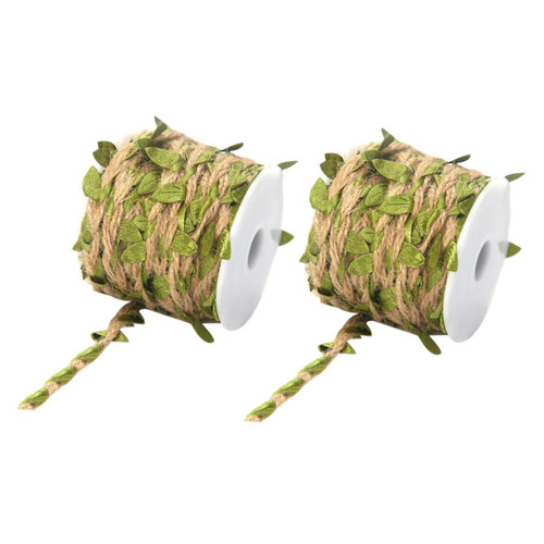 Cabilock 2 Rolls Simulation Rattan Leaves Artificial Leaves Decor Ribbon Artificial Rope Craft Projects Rope Simulation Leaf Rope Artificial Rattan Rope Bouquet Jute Manual