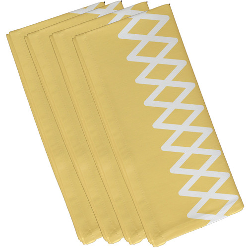 E By Design Lace Up Geometric Print Napkin, 19" by 19", Lemon