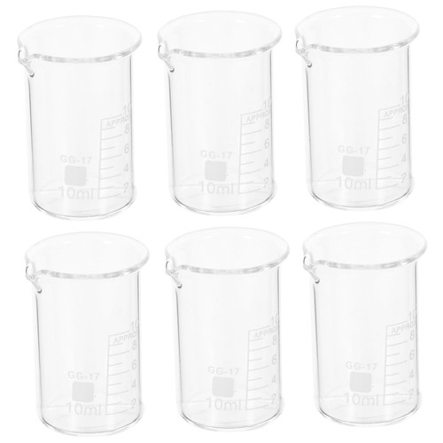 RUNROTOO 6pcs small beaker measuring cup equipment small measuring cup scale measuring cup Glass scale High borosilicate tool set supplies suite liquid laboratory beakers measuring beakers