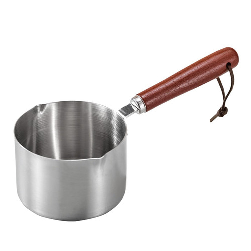 Stainless Steel Butter Warmer Pot with Wooden Handle, 5oz/150ml Mini Milk Warmer Melter Pan with Dual Pour Spouts for Making Coffee, Butter, Milk and Chocolate Stainless Steel Butter Warmer Pot with Wooden Handle, 5oz/150ml Mini Milk Warmer Melter Pan with Dual Pour Spouts for Making Coffee, Butter, Milk and Chocolate