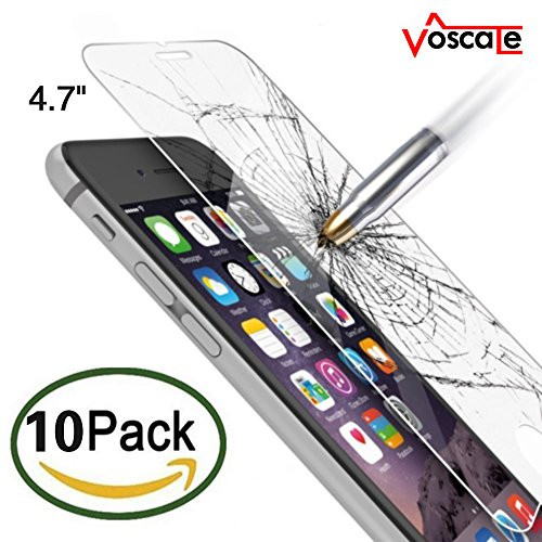 Voscale iPhone 6 Screen Protector, HD Ultra Clear Premium Tempered Glass Screen Protectors for iPhone 6/6S (4.7" Only)  10 Piece