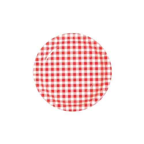 Fun Express - Red Gingham Dessert Plate for Party - Party Supplies - Print Tableware - Print Plates & Bowls - Party - 8 Pieces