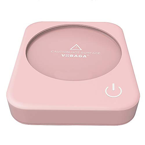 VOBAGA Coffee Mug Warmer,Cup Warmer for Office Home Desk Use with Auto Shut Off after 4 Hours,Electric Beverage Warmer with Three Temperature Settings For Cocoa,Tea,Water,Milk,Pink(No Cup)