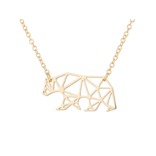 MANZHEN Geometric Origami Polar Bear Pendant Necklace Animal Jewelry Mama Bear Gifts (gold) MANZHEN Geometric Origami Polar Bear Pendant Necklace Animal Jewelry Mama Bear Gifts (gold)