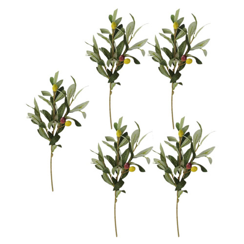 Ciieeo 5pcs Artificial Olive Branch Fake Olive Leaf Simulation Olive Branches Artificial Branches Faux Leaf Stems Silk Olive Branch Green Plants Faux Stems Decor Plastic Olives Olive Tree