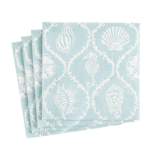 Caspari Seychelles Paper Cocktail Napkins in Aqua - 20 Per Package
