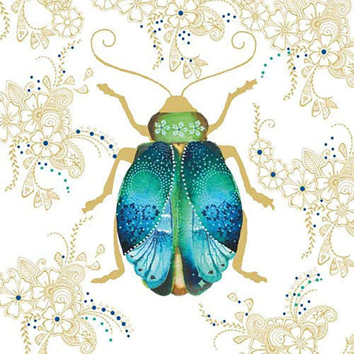 Paperproducts Design Scarab Beverage Napkin, 5" x 5", Multicolor