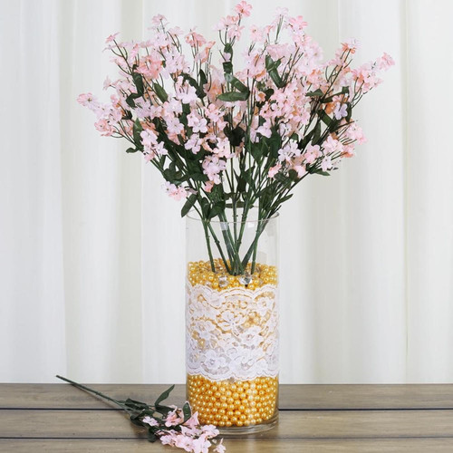 Efavormart 12 Bushes Baby Breath Artificial Filler Flowers for DIY Wedding Bouquets Centerpieces Party Home Decoration - Blush