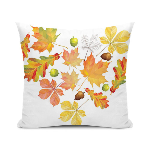 SARNFANS Natural Color Cushion Cover Throw Pillows for Couch & Farmhouse Bedroom Decor,Autumn Love Themed Heart,Print Decorative Square Home Accent Pillow Case,White 16x16 inch