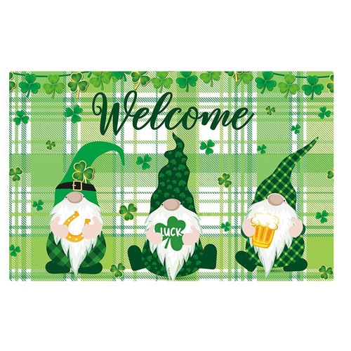 EDCRF St Patrick's Day Doormat Coir St Patricks Day Rug Indoor Welcome Mat Funny Pink Buffalo Plaid Non Slip Door Mat Outdoor St Patricks Day Decorations