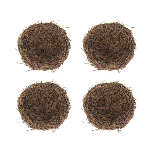 ikasus Artificial Bird Nest, 4PCS Natural Rattan Birds Nest Crafts, Easter Bird Nest Decorating Kit for Crafts, Easter Party Decor, Wedding, Patio, 12CM