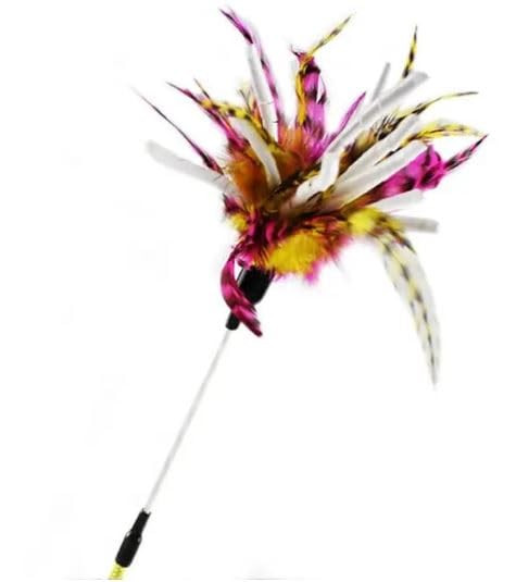 Kats'N Us Cat Feather Crinkle Teaser Cat Toy Teaser Wand (Dark Pink)