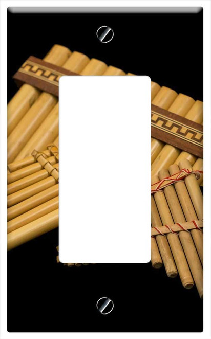 Switch Plate Single Rocker/GFCI - Bamboo Flute Back Background Flute Instrument Music