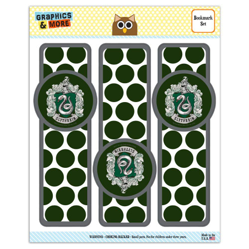 Harry Potter Slytherin Painted Crest Set of 3 Glossy Laminated Bookmarks