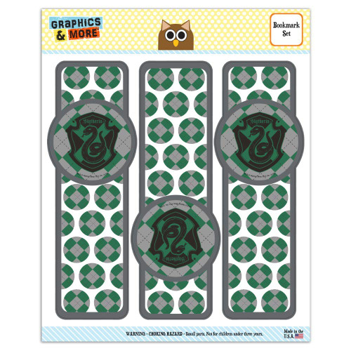 Harry Potter Slytherin Plaid Sigil Set of 3 Glossy Laminated Bookmarks