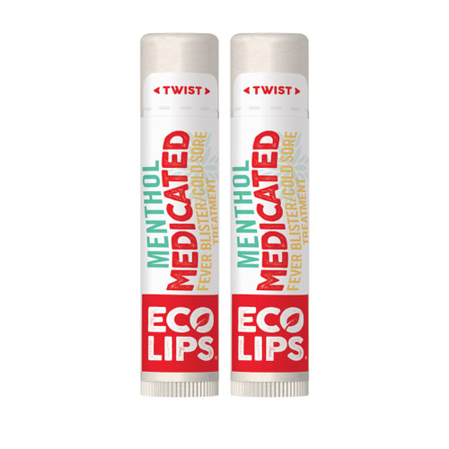 Eco Lips Certified Organic Medicated Lip Balm for Cold Sores & Fever Blisters with Menthol, Tea Tree and Lemon Balm 2 pack by Eco Lips 100% Natural. Made in USA