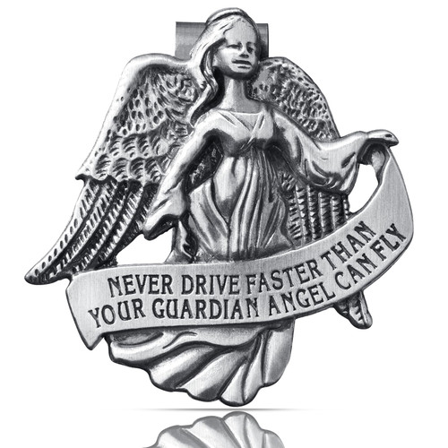 Fanhostco Guardian Angel Car Visor Clip, St Christopher Medal for Car Saint Christopher Visor Clip, Car Accessories Safety Gifts for New Drivers Teens Boys Family Friends