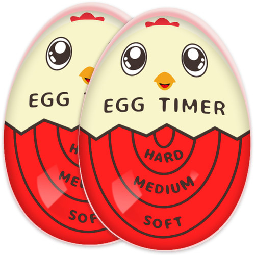Lasubst Egg Timer for Boiling Eggs Soft Hard Boiled Egg Timer That Changes Color When Done,Red 2 Pack