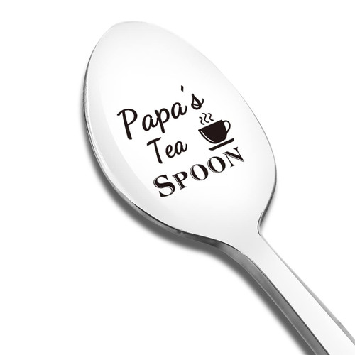 Papa's Tea Spoon Engraved Funny Gift for Grandpa Dad Father, Tea Lover Spoon Gifts for Thanksgiving Christmas Birthday