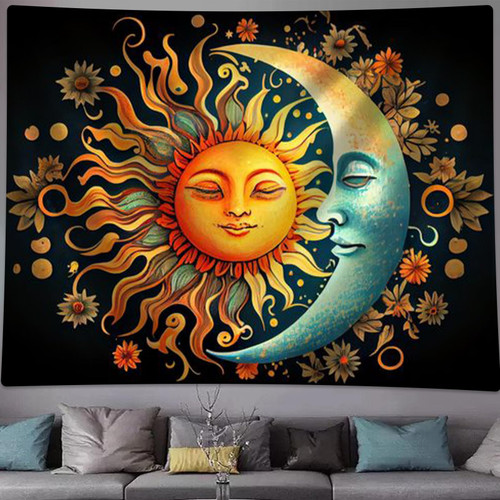 KaGaku Sun and Moon Tapestry, 1PCS Moon Tapestry Sun Tapestry Large Tapestry for Bedroom Wall Tapestry Tapestry Wall Hanging Tapestry Aesthetic Tapestry for Bedroom Aesthetic Tapestries for Bedroom