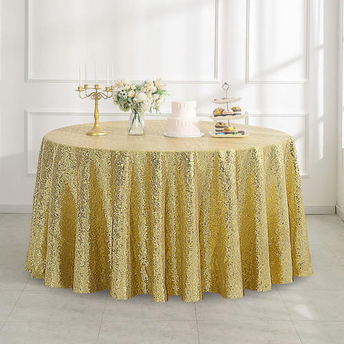 Pufogu 50" Round Gold Sequin Tablecloth Glitter Gold Table Cloths for Birthday Wedding Bridal Baby Shower Party Decorations Pufogu 50" Round Gold Sequin Tablecloth Glitter Gold Table Cloths for Birthday Wedding Bridal Baby Shower Party Decorations
