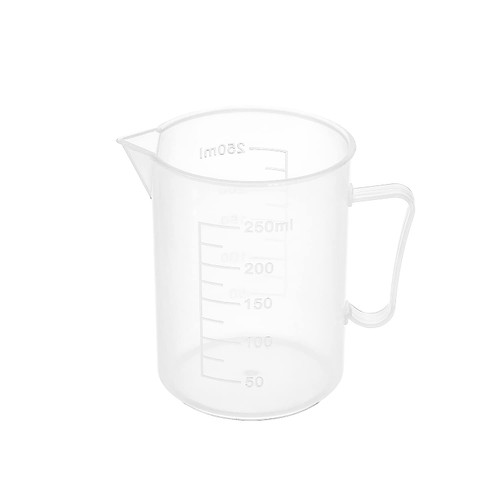 Othmro Measuring Cup 250ml PP Plastic Graduated Beaker Transparent for Lab Kitchen Liquids 1pcs