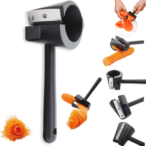 Creative Stainless Steel Spiral Funnel Flower Roller,Carrot Peeler Fruit Peeler,Carrot Vegetable Cutter Spiral Slicer,Carrot Spiral Shred Slicer,Flower Roller Peeler Spiral Knife