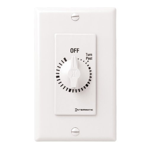 Intermatic FD5MW 5-Minute Spring-Loaded Automatic Shut-off In-Wall Timer for Fans and Lights, White